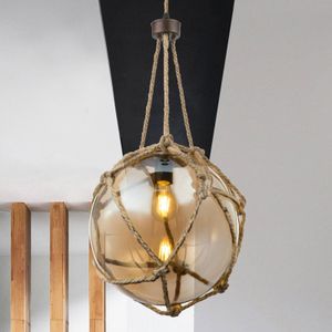 Globo Glazen hanglamp Tiko met net roestkleurig Ø 30 cm