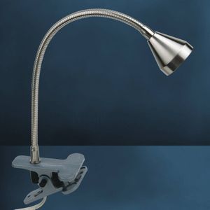 Busch LED-klemverlichting Mini, flexibele arm, nikkel, 3.000K