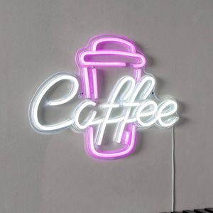 STAR TRADING Coffee LED wandlamp, roze/wit, plexiglas, 40 x 30 cm USB