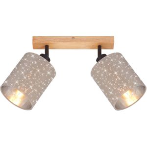 Briloner Plafondspot Stofa met sterdecoratie, taupe 2-lamps