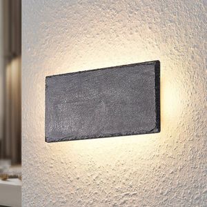 Lindby LED Wandlamp - Dimmer - 1 Licht - IJzer - Leisteen - Zwart