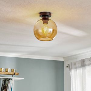 Eko-Light Plafondlamp Sofia, glazen kap amber