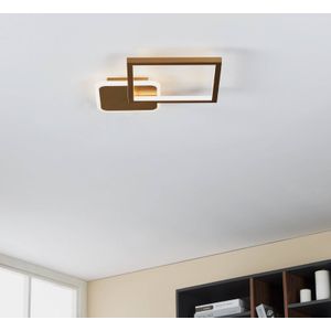 EGLO LED plafondlamp Gafares met afstandsbediening hoekig goud