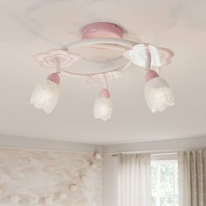 Alfa Kinderkamer-plafondlamp Mailin in roze, rond