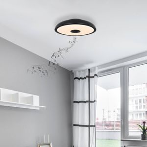 Globo LED plafondlamp Raffy luidspreker RGBW zwart