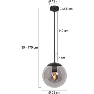 Steinhauer Bollique hanglamp, zwart, Ø 25 cm, glas, 1-lamp, bol