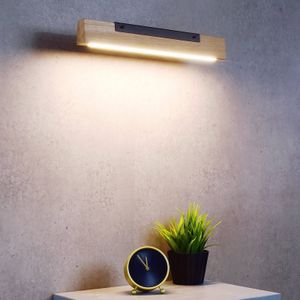 Deko-Light LED wandlamp Madera, onder stralend, eikenhout