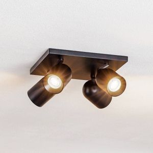 Arcchio spot Brinja, hoekig, zwart, 4-lamps, aluminium, GU10