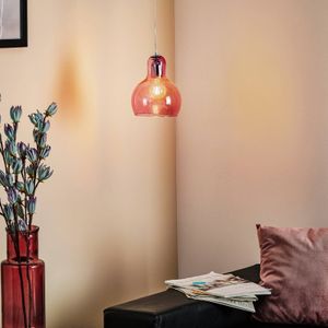TK Lighting Hanglamp Mango, roze-transparant/zilver