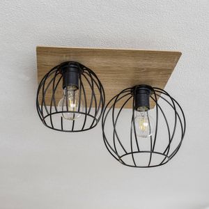 SIGMA Plafondlamp Malin, houten kap hoekig, 2-lamps