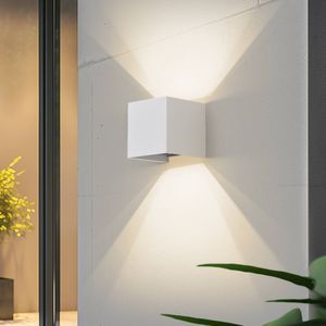 Lindby Smart LED buitenwandlamp Dara wit hoekig CCT RGB Tuya