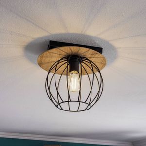 SIGMA Plafondlamp Malin, houten kap rond, 1-lamp