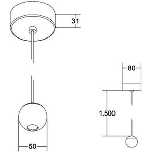 BRUMBERG LED hanglamp Bal, aluminium, zwart/chroom