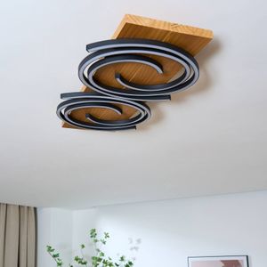 Eco-Light Plafondlamp Rifia, bruin, lengte 70 cm, 2-lamps hout