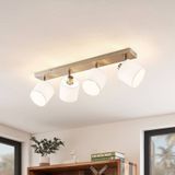 Lindby - plafondlamp - 4 lichts - ijzer, textiel - H: 19 cm - E14 - nikkel mat, wit