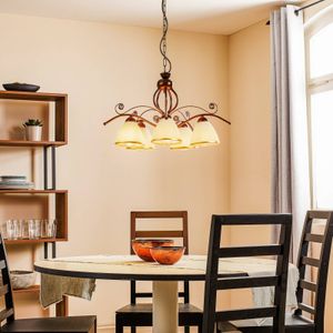 Lamkur Hanglamp Roma in wit en bruin, 5-lamps