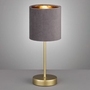 FISCHER & HONSEL Tafellamp Aura, voet goud, kap grijs/goud