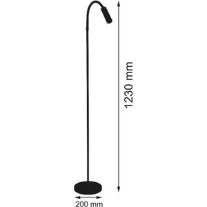 Busch LED vloerlamp Rocco mat zwart, flexibele arm zwart