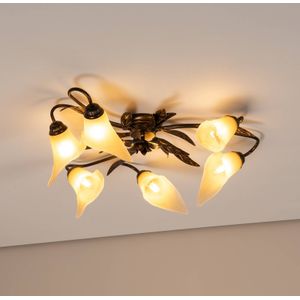 ONLI Alga plafondlamp, 6-lamps, ijzer, glas, Florentijn