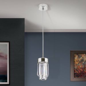 ORION LED hanglamp Prism, kristalglas, Ø10cm, chroom