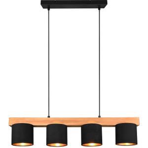 Reality Leuchten Hanglamp Cameron, 4-lamps, zwart