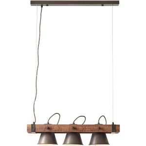 Brilliant Hanglamp Plow 3-lamps, zwart/hout donker