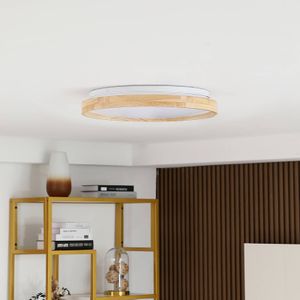 Lindby Smart LED plafondlamp Mirren hout Ø49,5cm CCT Tuya