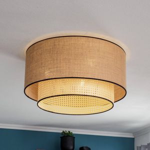 Duolla Plafondlamp Big Boho, rotan, beige/zwart