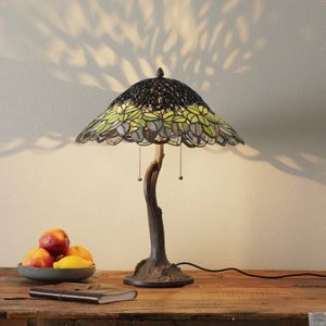 LumiLamp Tiffany Tafellamp Ø 47x58 cm Groen Glas Tiffany Bureaulamp