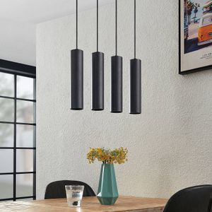 Prios Neliyah hanglamp, rond, zwart, 4-lamps