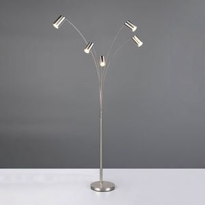 Trio Lighting Marley vloerlamp, nikkel, hoogte 200 cm, 5-lamps, metaal