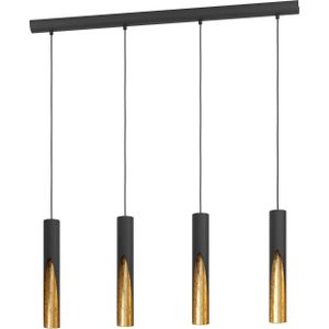 EGLO LED hanglamp Barbotto in zwart/goud, 4-lamp