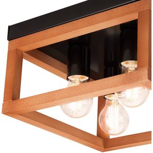 Envostar Phelan plafondlamp 4-lamps hout/zwart
