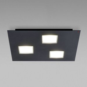 Fabbian Zwarte LED plafondlamp Quarter, met 3 lampjes