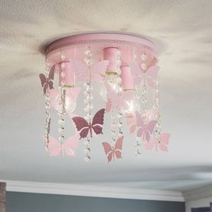 Eko-Light Plafondlamp Angelica in roze met vlinders