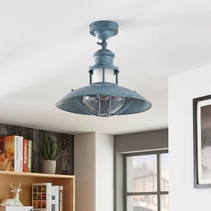 Lindby - plafondlamp - 1licht - metaal, glas - H: 34.5 cm - E27 - beton grijs, helder