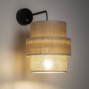 TK Lighting Calisto wandlamp, Jute, natuurbruin, schakelaar