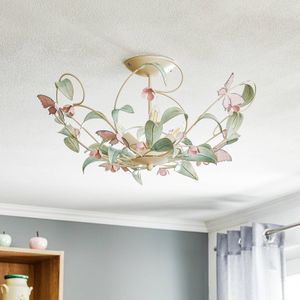 Luminex Butterfly plafondlamp, wit/groen/roze, 3-lamps