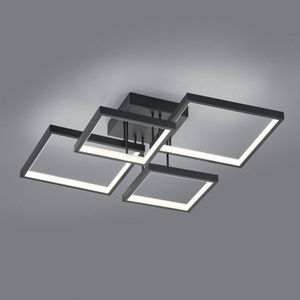 Trio Lighting LED plafondlamp Sorrento 52x52cm, mat zwart