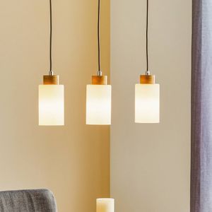 Spot-Light Hanglamp Bosco met balken geolied eiken 3-lamps