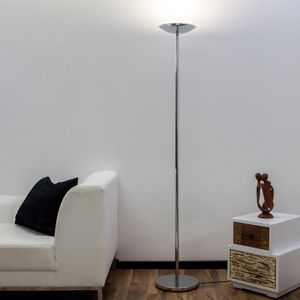 Lindby Chroomglanzende LED uplighter vloerlamp Malea