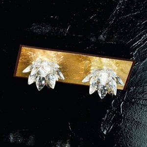 Kögl Plafondlamp Fiore met bladgoud en kristal, 2-lamps