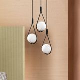 Opviq Hanglamp Mudoni MR-938 3-lamps rond zwart/opaal glas