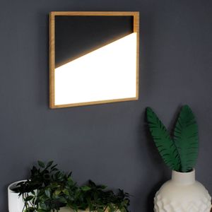 Eco-Light Vista LED wandlamp, zwart/licht hout, 30 x 30 cm
