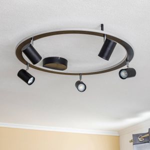 Lindby Berisha LED plafondlamp, 6-lamps, zwart