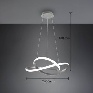 Reality Leuchten Hanglamp Course, mat nikkel, 4.000 K, Ø 60 cm, metaal