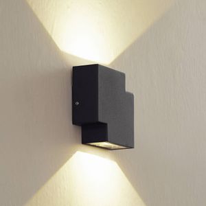 Lindby LED buitenwandlamp Fendir, zwart, aluminium, 10,5 cm