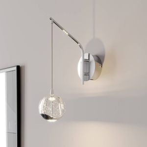 Lucande LED wandlamp Hayley, chroomkleurig, glas, 34 cm hoog