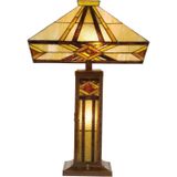 Clayre&Eef Helder verlichte tafellamp Glenys in Tiffany-stijl