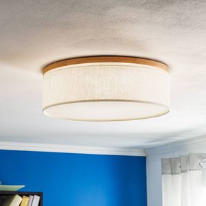 BRITOP Canvas plafondlamp, beige, eikenhout, Ø 48 cm, E27